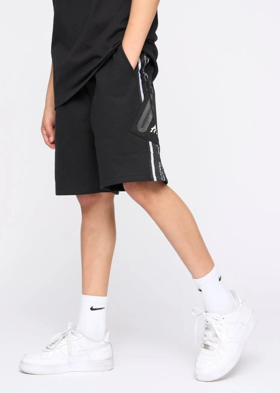 Kings Will Dream Black Techy Taped Cargo Shorts (7-14 yrs)