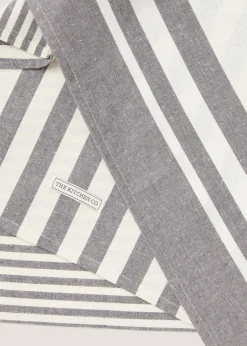 Kitchen Co Grey Stripy Oven Gloves