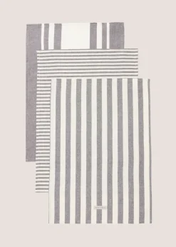 Kitchen Co Grey Stripy Oven Gloves
