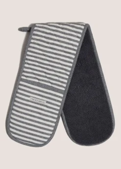 Kitchen Co Grey Stripy Oven Gloves