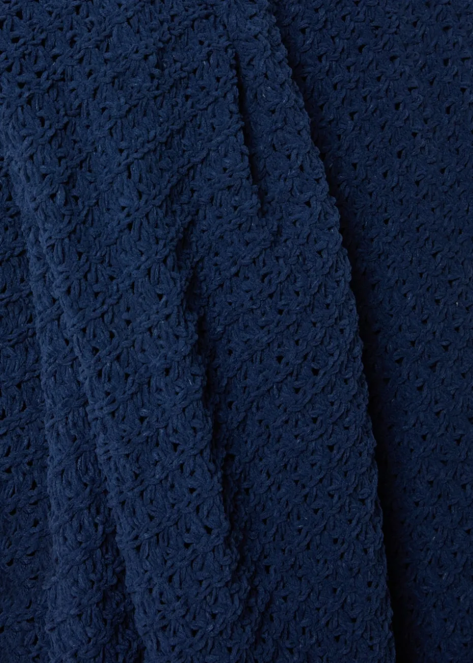 Large Navy Chenille Throw (200cm x 220cm)