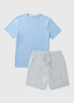 Light Blue and Grey Short Pyjama Set