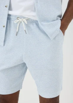 Light Blue Grid Texture Co Ord Shorts