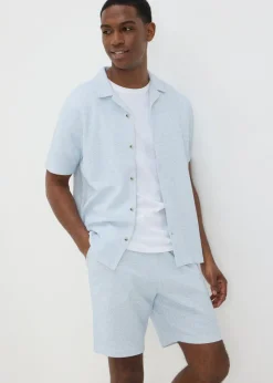 Light Blue Grid Texture Co Ord Shorts