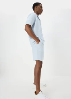 Light Blue Grid Texture Co Ord Shorts