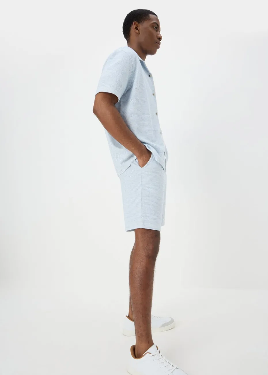 Light Blue Grid Texture Co Ord Shorts
