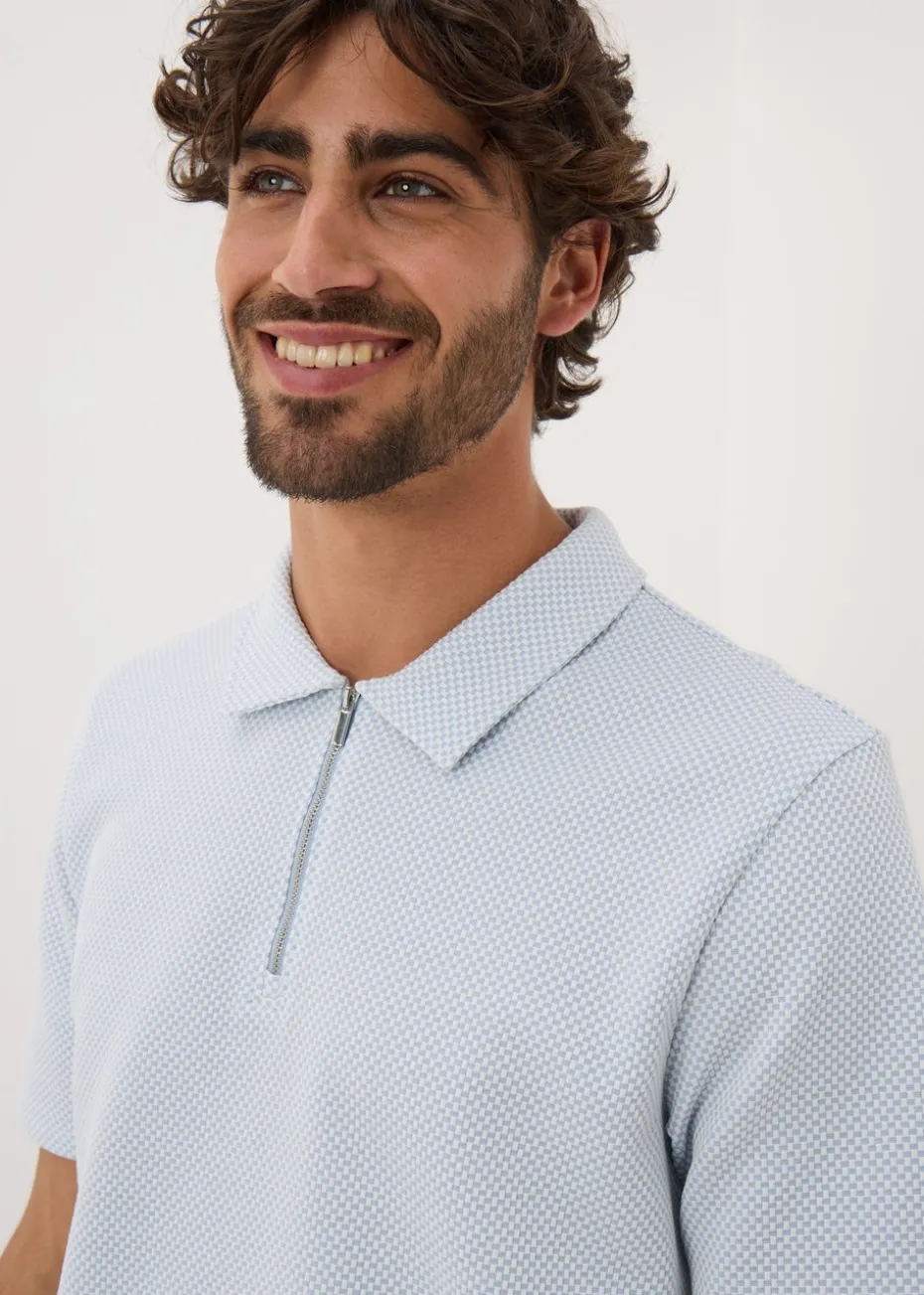 Light Blue Quarter Zip Polo Shirt