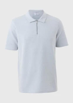 Light Blue Quarter Zip Polo Shirt