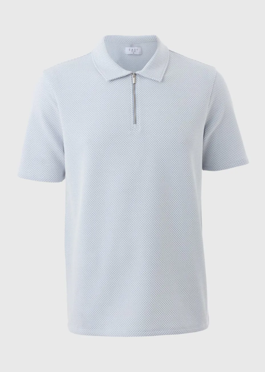 Light Blue Quarter Zip Polo Shirt