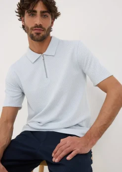 Light Blue Quarter Zip Polo Shirt