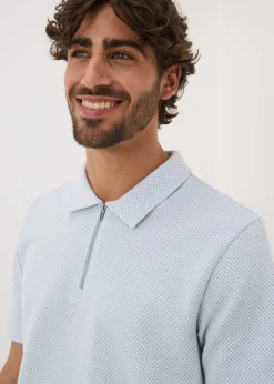 Light Blue Quarter Zip Polo Shirt