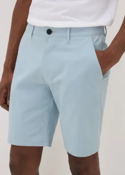Light Blue Straight Fit Chino Shorts