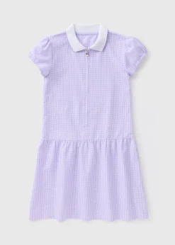 Lilac Gingham Knit Collar Dress (4-13yrs)