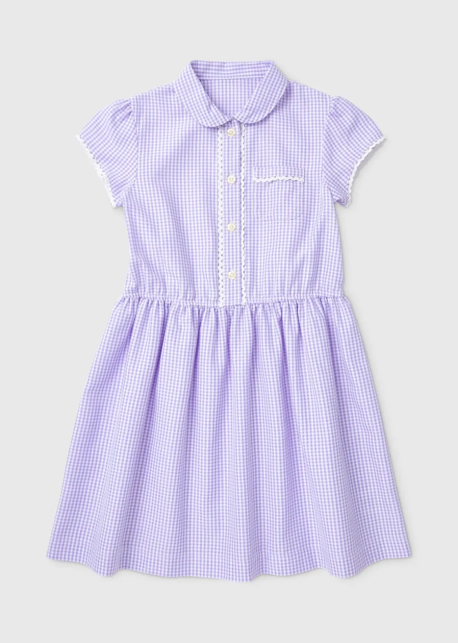 Lilac Gingham Traditional School Dress (3-14yrs)