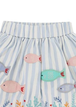Lilly & Sid Blue Fish Applique Skirt (24 Months- 7 Years)