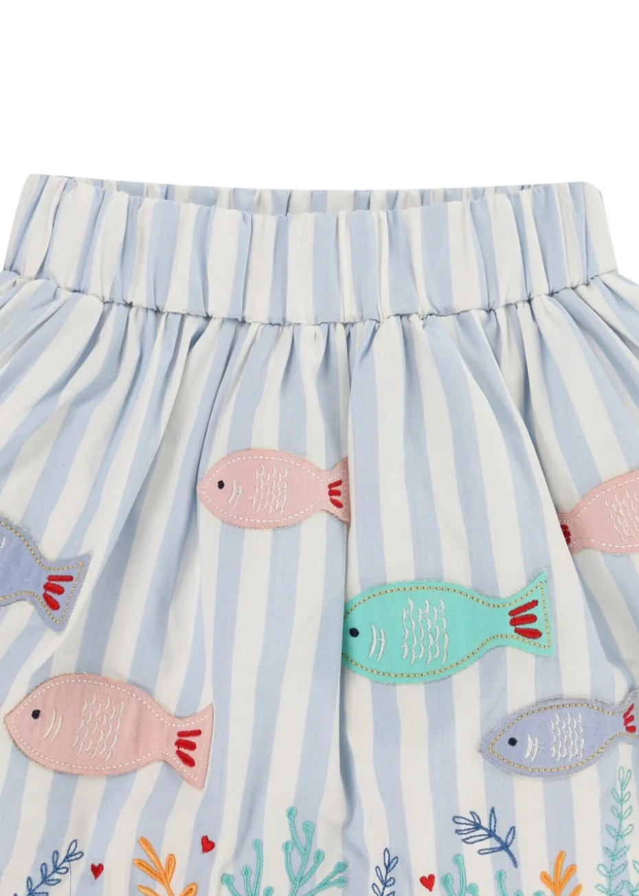 Lilly & Sid Blue Fish Applique Skirt (24 Months- 7 Years)