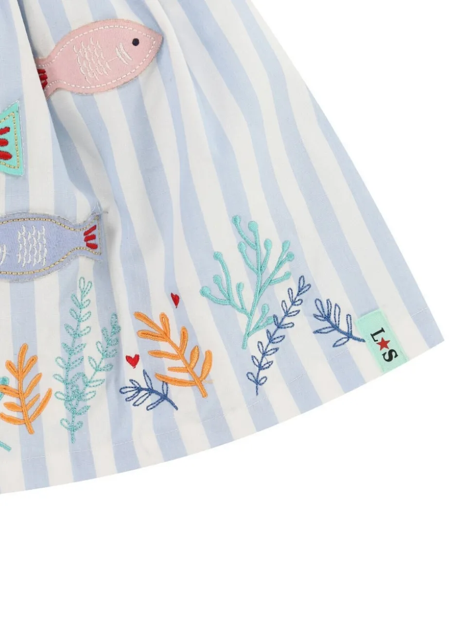 Lilly & Sid Blue Fish Applique Skirt (24 Months- 7 Years)