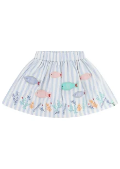 Lilly & Sid Blue Fish Applique Skirt (24 Months- 7 Years)