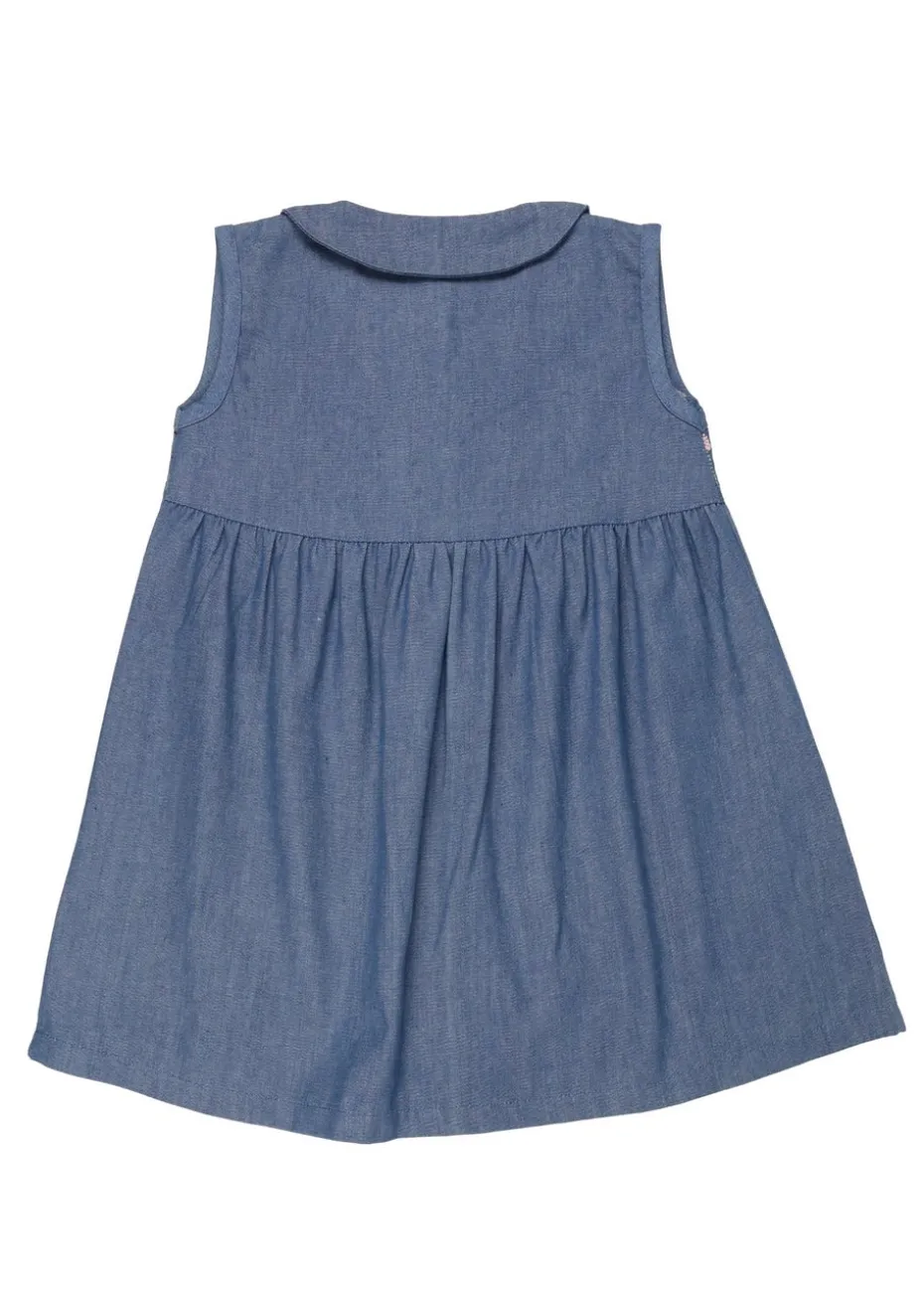 Lilly & Sid Blue Floral Embroidered Dress (0-8 Years)