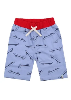 Lilly & Sid Blue Skateboard Print Shorts (24 Months- 8 Years)
