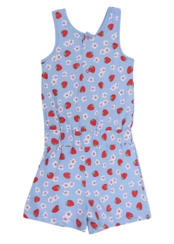 Lilly & Sid Blue Strawberry Print Playsuit (24 Months- 8 Years)