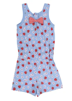 Lilly & Sid Blue Strawberry Print Playsuit (24 Months- 8 Years)