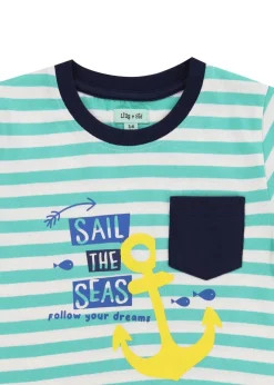 Lilly & Sid Green Sail The Seas Slogan T Shirt (0-8 Years)