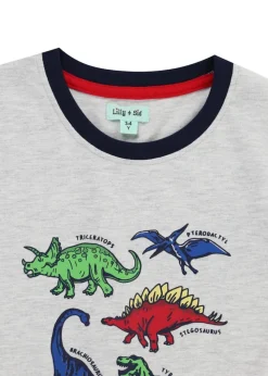 Lilly & Sid Grey Dinosaur Print Top (0-8 Years)
