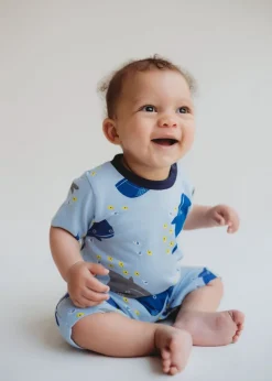 Lilly & Sid Multi Blue Whale Print Romper (0-12 Months)