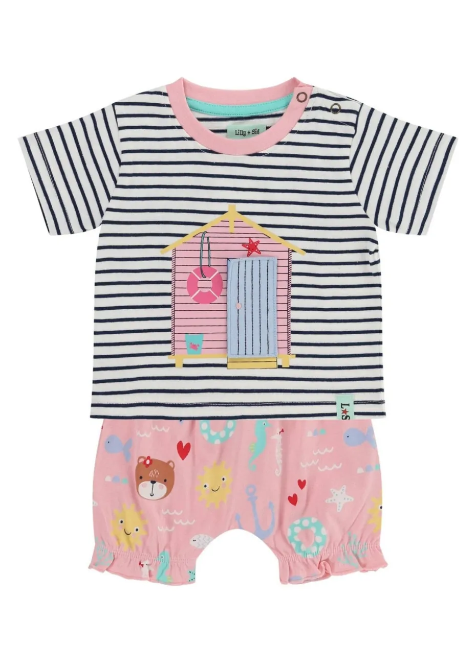 Lilly & Sid Multi Lilly At The Beach Print Top & Short Set (0- 24 Months)
