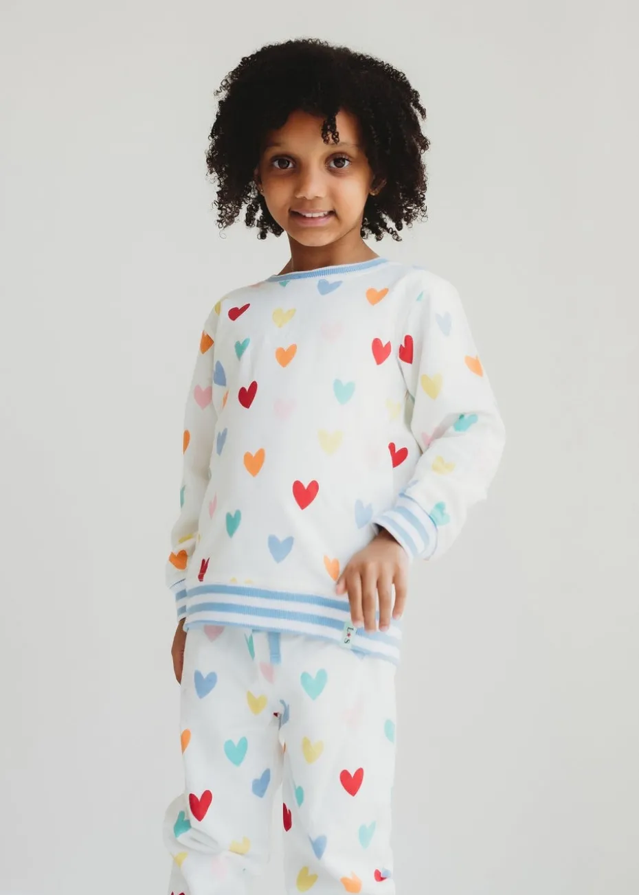 Lilly & Sid Multi White Heart Print Sweatshirt (0-8 Years)