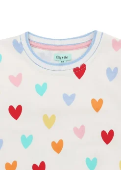Lilly & Sid Multi White Heart Print Sweatshirt (0-8 Years)