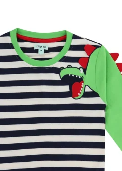 Lilly & Sid Multicoloured Dinosaur Applique Top (6 Months- 7 Years)