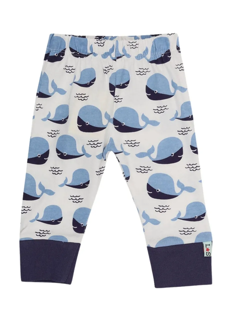 Lilly & Sid Multicoloured Whale & Stripe Print Leggings 2 pack (0- 24 Months)