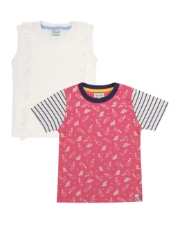 Lilly & Sid Multicoloured Seahorse Print & Plain Top 2 pack (0-8 Years)