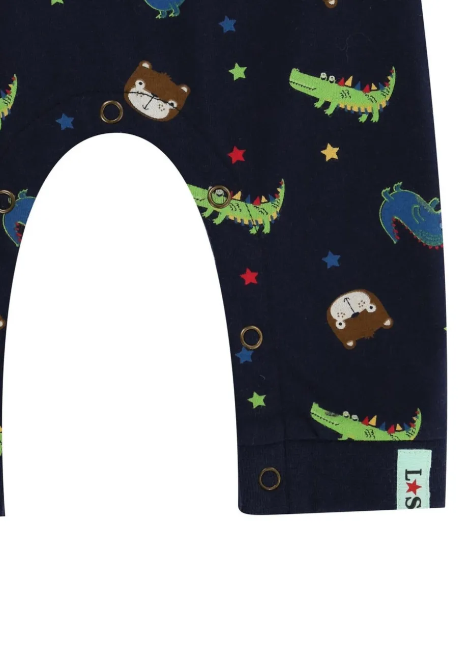 Lilly & Sid Navy Dinosaur Print Romper (0-12 Months)