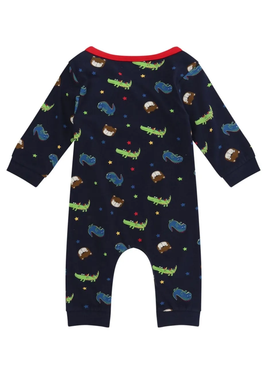 Lilly & Sid Navy Dinosaur Print Romper (0-12 Months)