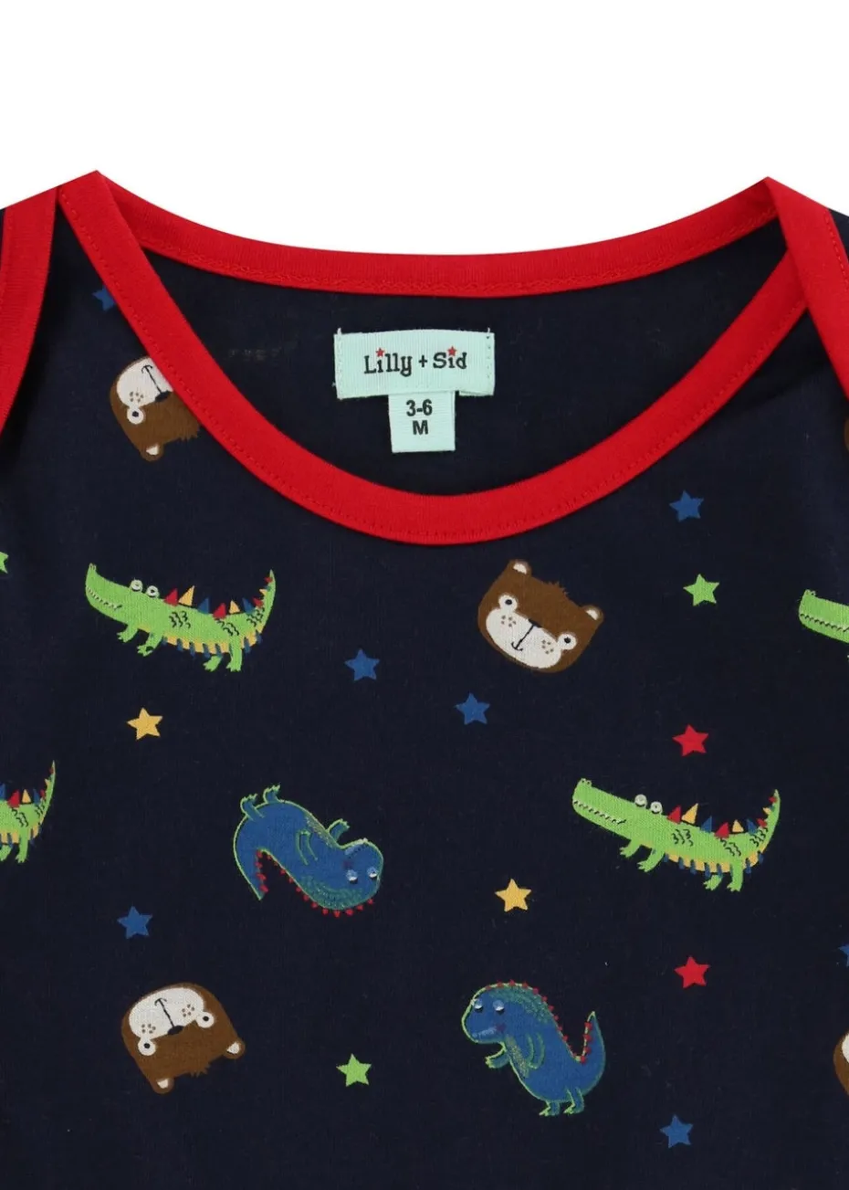 Lilly & Sid Navy Dinosaur Print Romper (0-12 Months)