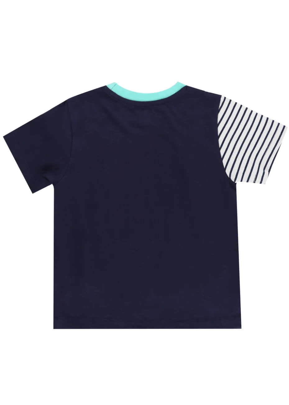 Lilly & Sid Navy Octopus Applique T Shirt (0-7 Years)