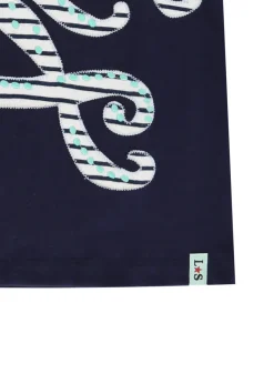 Lilly & Sid Navy Octopus Applique T Shirt (0-7 Years)