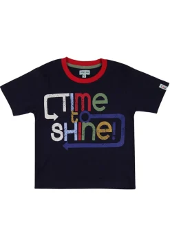 Lilly & Sid Navy Time To Shine Slogan Print Top (0-8 Years)