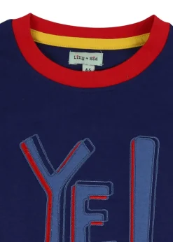 Lilly & Sid Navy Yeah Slogan Print T-Shirt (24 Months- 8 Years)
