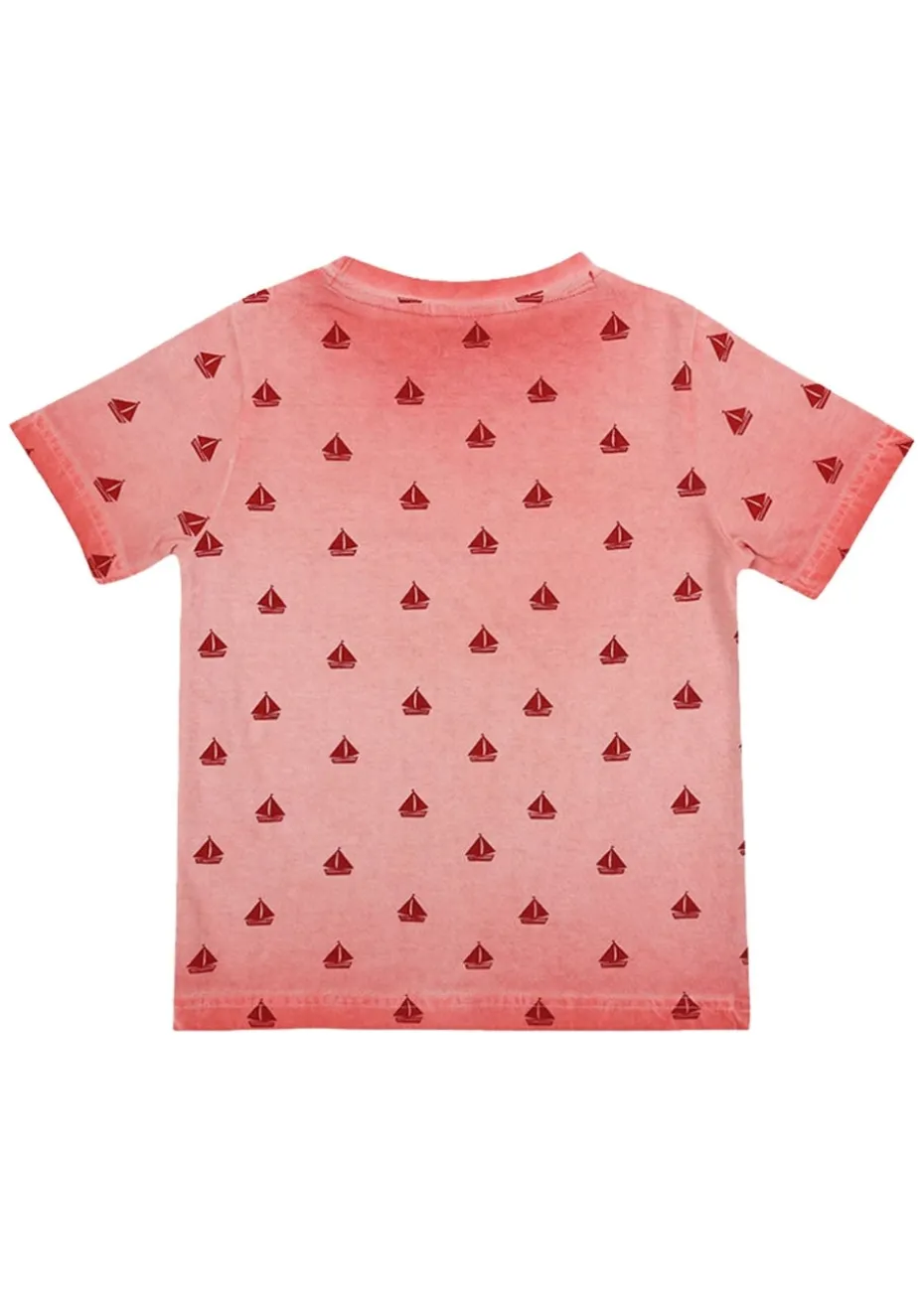 Lilly & Sid Red Boat Print T-Shirt (24 Months- 8 Years)