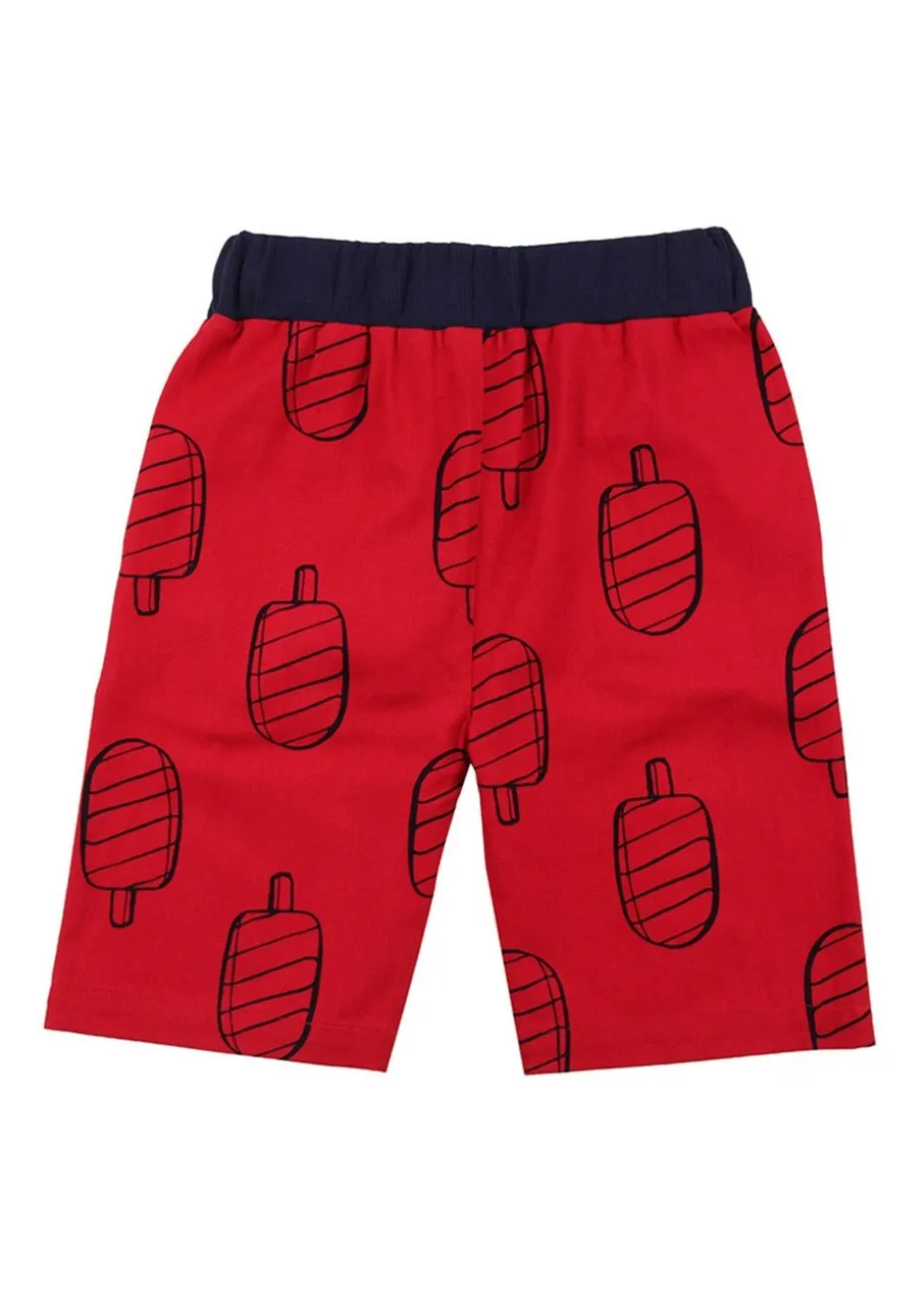 Lilly & Sid Red Lollypop Print Shorts (24 Months- 8 Years)