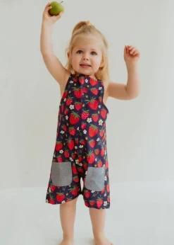 Lilly & Sid Red Strawberry Print Dungarees (0-8 Years)