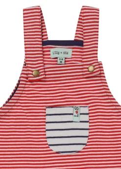 Lilly & Sid Red Stripe Print Dungarees (0- 24 Months)