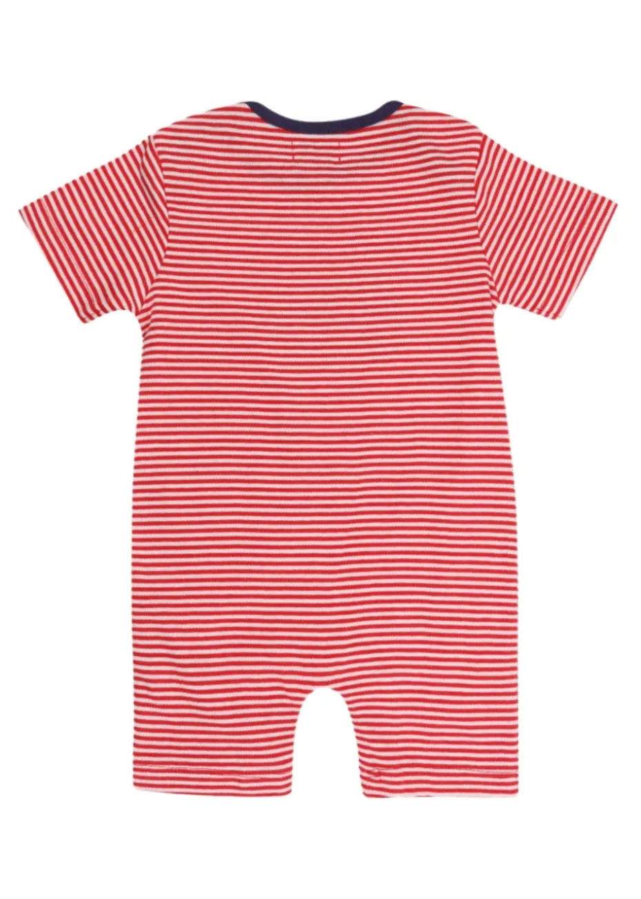 Lilly & Sid Red Whale Applique Romper (0-12 Months)