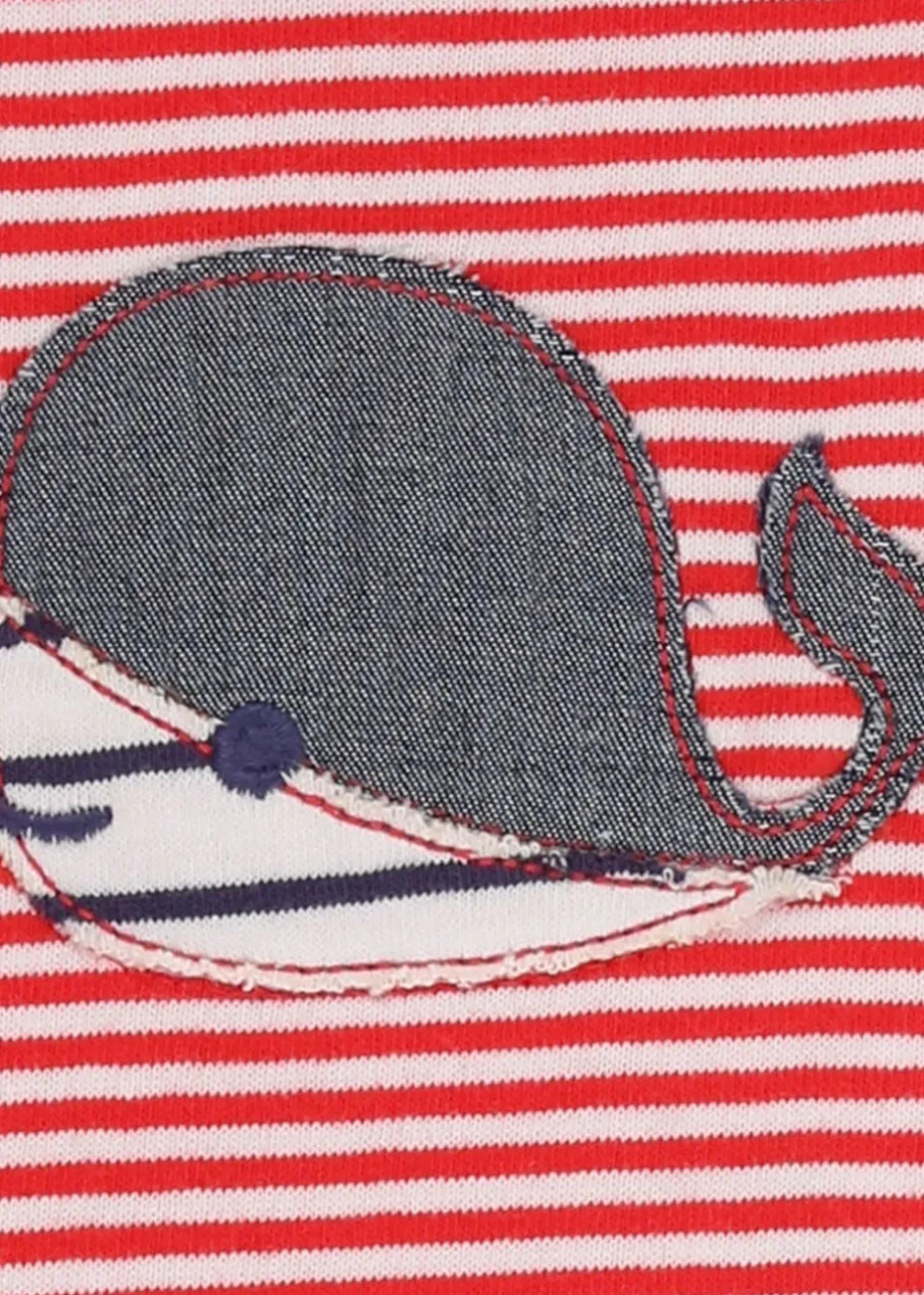 Lilly & Sid Red Whale Applique Romper (0-12 Months)