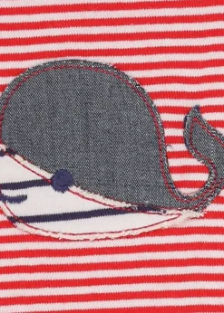 Lilly & Sid Red Whale Applique Romper (0-12 Months)