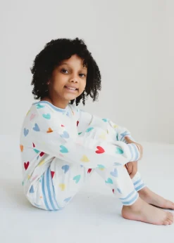 Lilly & Sid White Heart Print Joggers (12 Months- 8 Years)